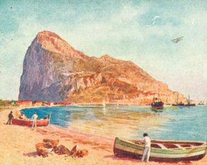 صخرة جبل طارق (طباعة حجرية ملونة) بواسطة مدرسة اللغة الإنجليزية