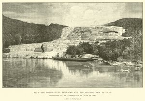مدرجات Rotomahana والينابيع الساخنة ، نيوزيلندا ، دمرها زلزال في 10 يونيو 1886 بواسطة مدرسة اللغة الإنجليزية