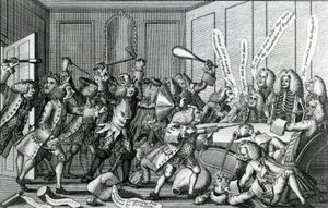 حصار قلعة وارويك ، أو المعركة بين الزملاء والمرخصين ، 1768 بواسطة مدرسة اللغة الإنجليزية