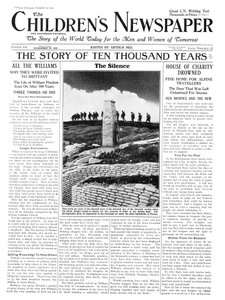 يوم صمت الذكرى ، الصفحة الأولى من "جريدة الأطفال" ، نوفمبر 1934 (ورق الصحف) بواسطة مدرسة اللغة الإنجليزية