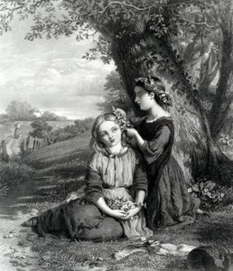 الأخوات ، نُشرت في مجلة الفن (1867) ، نقشها C. Cousen ، 1867 بواسطة مدرسة اللغة الإنجليزية