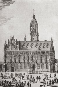 The Stadhuis ، Middelburg ، كما كان في القرن السادس عشر ، من "تاريخ قصير للشعب الإنجليزي" بقلم JR Green ، نُشر عام 1893 بواسطة مدرسة اللغة الإنجليزية