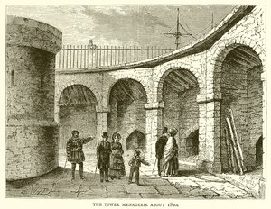 برج منجيري حوالي عام 1820 بواسطة مدرسة اللغة الإنجليزية