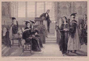 نائب المستشار يمنح درجة البكالوريوس في اللاهوت ، أكسفورد ، 1842 بواسطة مدرسة اللغة الإنجليزية