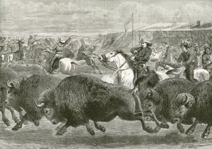 الغرب المتوحش في المعرض الأمريكي الكبير - صيد البيسون والغزلان الوبيتي بواسطة مدرسة اللغة الإنجليزية