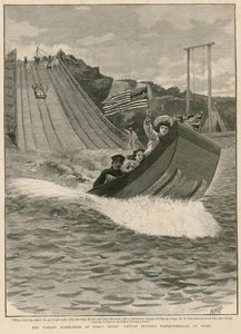 عرض المياه في العالم في إيرلز كورت ، لندن ؛ الكابتن Boytons Water Toboggan في العمل بواسطة مدرسة اللغة الإنجليزية