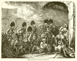 الهجوم على الومباغ (1857) بواسطة مدرسة اللغة الإنجليزية