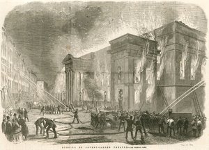حرق مسرح كوفنت جاردن ، لندن ، صباح 5 مارس 1856 بواسطة مدرسة اللغة الإنجليزية