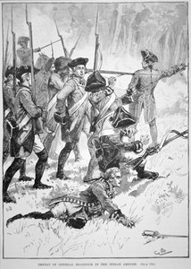 The defeat and death of General Edward Braddock in the Indian Ambush (litho) بواسطة مدرسة اللغة الإنجليزية
