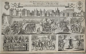 The description of قلعة وندسور ، التوضيح من أعمال وآثار جون فوكس ، الطبعة التاسعة ، حانة. 1684 بواسطة مدرسة اللغة الإنجليزية