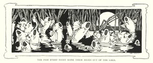 The fish every night raise their heads out of the lake (engraving) بواسطة مدرسة اللغة الإنجليزية