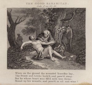The good Samaritan, Luke X, ver 30, 36 (engraving) بواسطة مدرسة اللغة الإنجليزية