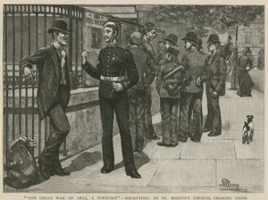الحرب العظمى عام 1892 ، توقعات. تجنيد في كنيسة سانت مارتينز بواسطة مدرسة اللغة الإنجليزية