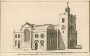المنظر الشمالي الغربي لكنيسة أبرشية سانت ماري ، وايت تشابل ، لندن بواسطة مدرسة اللغة الإنجليزية