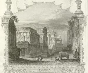 قطع الصخور معبد كايلا ، Ellora ، الهند بواسطة مدرسة اللغة الإنجليزية