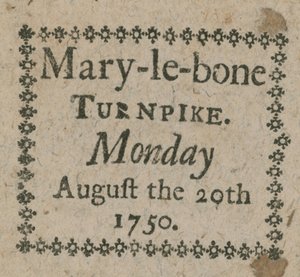 تذكرة الدخول إلى Mary-le-Bone Turnpike بواسطة مدرسة اللغة الإنجليزية