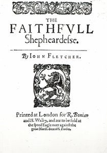 صفحة العنوان إلى The Faithfull Shepherdess بقلم جون فليتشر ، c.1609 (طباعة) بواسطة مدرسة اللغة الإنجليزية