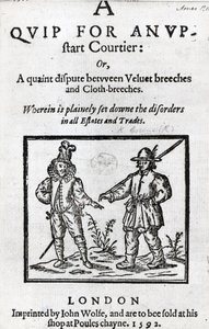 صفحة العنوان لـ A Quip for Upstart Courtier by Robert Greene ، 1592 بواسطة مدرسة اللغة الإنجليزية