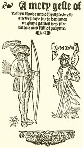 صفحة العنوان لـ A Mery Geste of Robyn Hood ، 1550 بواسطة مدرسة اللغة الإنجليزية