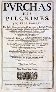 صفحة عنوان شراء حجاجه صموئيل شراء ، نُشرت عام 1625 بواسطة مدرسة اللغة الإنجليزية