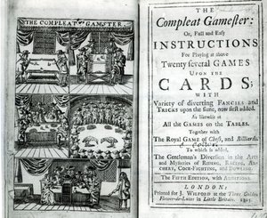 صفحة عنوان الإصدار الخامس من The Completeeat Gamester المنسوبة إلى Charles Cotton (1630-87) ، حانة. 1725 بواسطة مدرسة اللغة الإنجليزية
