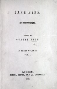 صفحة العنوان للطبعة الأولى من Jane Eyre بقلم Charlotte Bronte ، 1847 (طباعة) بواسطة مدرسة اللغة الإنجليزية