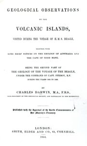 صفحة العنوان للملاحظات الجيولوجية على الجزر البركانية بقلم تشارلز داروين ، 1844 (ورقة مطبوعة) بواسطة مدرسة اللغة الإنجليزية