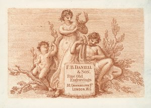 بطاقة تجارية لشركة F B Daniell  Son، النقوش القديمة الفاخرة، لندن (نقش) بواسطة مدرسة اللغة الإنجليزية