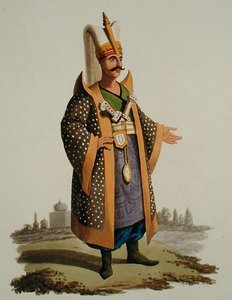 محارب تركي ، من "أزياء الأمم المختلفة" ، المجلد السابع ، "الزي العسكري لتركيا" ، بقلم توماس ماكلين ، نُشر عام 1800-18 (مائي ملون يدويًا) بواسطة مدرسة اللغة الإنجليزية