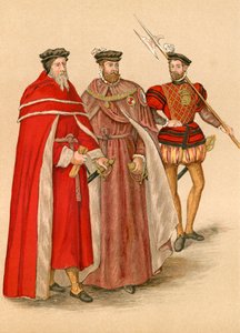 اثنان من الأقران في ثيابهما، وهالبردير (طباعة حجرية ملونة) بواسطة مدرسة اللغة الإنجليزية