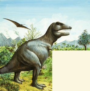 مشهد ديناصور مجهول مع T Rex و Pterodactyl بواسطة مدرسة اللغة الإنجليزية