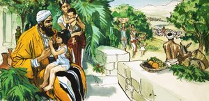 رجل مجهول الهوية (الشرق الأوسط) مع أم وأطفال بواسطة مدرسة اللغة الإنجليزية