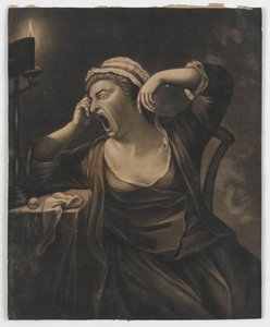 بدون عنوان (تثاءب المرأة) ، ج .1780 (الميزوتنت) بواسطة مدرسة اللغة الإنجليزية