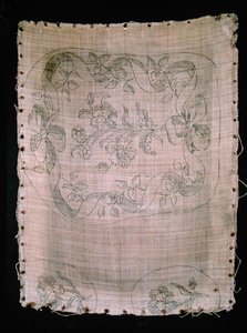 تصميم غير مستخدم لعمل إبرة لظهر المقعد والذراعين (طلاء على قماش) بواسطة مدرسة اللغة الإنجليزية