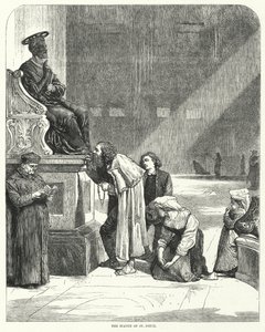Vatican, St Peters, kissing the toes of the statue of St Peter (engraving) بواسطة مدرسة اللغة الإنجليزية