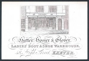 Veysey، hatter، hosier & glover، trade card بواسطة مدرسة اللغة الإنجليزية