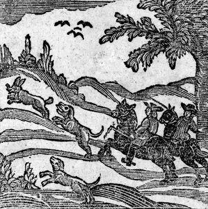 مشهد من مشهد الصيد من كتاب Abook of Roxburghe Ballads بواسطة مدرسة اللغة الإنجليزية
