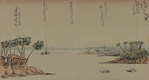 منظر على النهر ، 1886 (قلم وحبر مع مرحاض على ورق) بواسطة مدرسة اللغة الإنجليزية