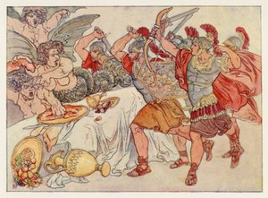 Virgil’s Aeneid: The Harpies (color litho) بواسطة مدرسة اللغة الإنجليزية