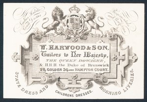 W Harwood & Son ، خياطون ، بطاقة تجارية بواسطة مدرسة اللغة الإنجليزية
