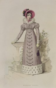 فستان المشي ، لوحة الموضة من Ackermanns Repository of Arts بواسطة مدرسة اللغة الإنجليزية