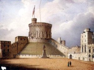 لوحة ورسستر التي تصور البرج الدائري ، قلعة وندسور ، أحد الزوجين ، حوالي 1830-40 (خزف) (للزوج انظر 72834) بواسطة اينوك دو