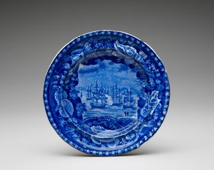 لوحة ، ج. 1818-1846 (خزف مطلي بالرصاص مع طباعة نقل) بواسطة اينوك وود وأولاده