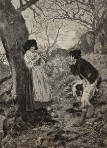 Idyll ، الراعي يستمع إلى امرأة شابة تعزف على الفلوت ، نقش بواسطة G Sabattini من الألوان المائية بواسطة Enrico Nardi ، من L'Illustrazione Italiana ، العدد 12 ، 23 مارس بواسطة إنريكو ناردي