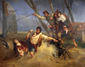 إنقاذ الأسرة من فيضان سيرشيو عام 1843 بواسطة إنريكو بولاستريني