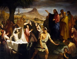 قيامة أرملة ابن نعيم ، بواسطة إنريكو بولاستريني (1817-1876) ، كنيسة القديسة مريم العذراء ، ليفورنو ، توسكانا ، إيطاليا بواسطة إنريكو بولاستريني
