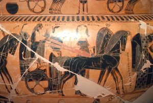 تفاصيل زيوس وهيرا في عربة مع كاليوب من Francois Vase ، القرن السادس قبل الميلاد بواسطة إرغوتيمو