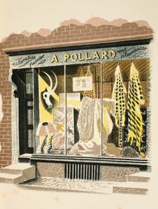 Furrier ، رسم توضيحي من "High Street" بقلم JM Richards ، طبعه مطبعة Curwen ، الحانة. بواسطة Country Life ، 1938 بواسطة إريك رافيليوس