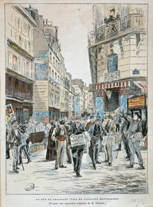 France, Paris, Newspaper vendor in rue du Croissant on corner of rue du Faubourg Montmartre in Paris by Ernest Grenier, Print from watercolor بواسطة إرنست (بعد) جرينير