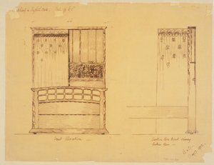 تصميم لسرير من خشب البلوط الإنجليزي ، 1902 بواسطة إرنست بارنسلي